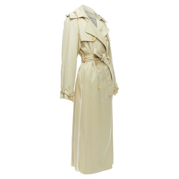 Gabriela Hearst Merino Wool Silk Trimmed Pleats Trench Coat - Picture 4 of 6
